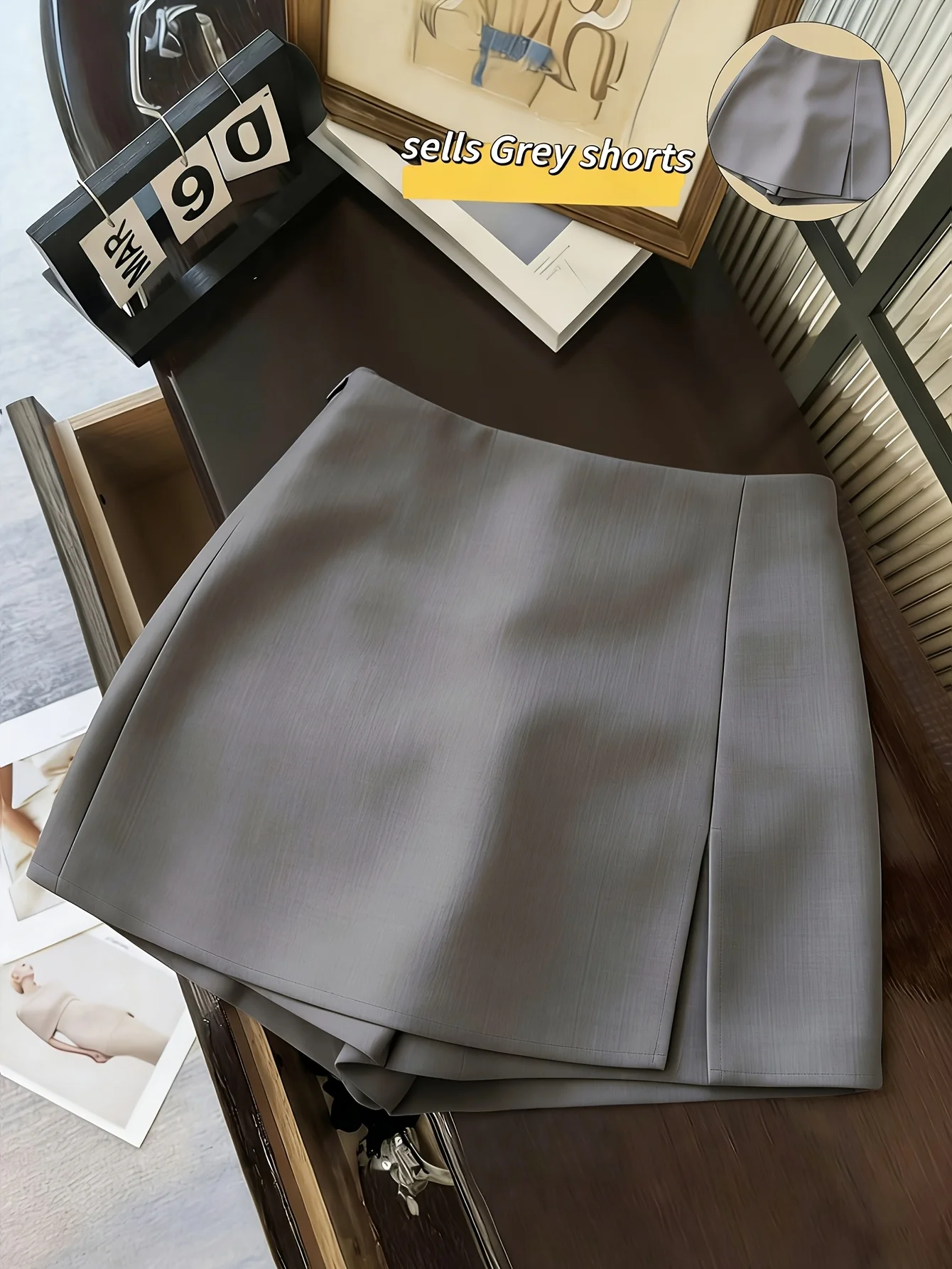 2026 New Solid Color Fake Two-Piece Suit Skort, High Waist Slim Fit Versatile A-Line Skort