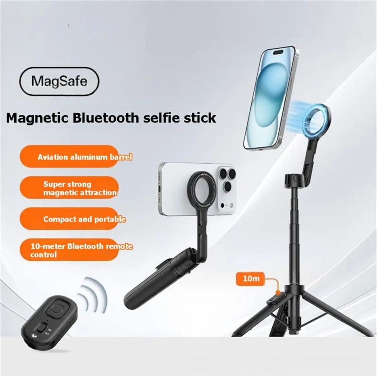 HOUSEHOLD*GOOD -28 Double-Side Magnetic Tripod Extendable Selfie Stick Tripod Mount with Cold Shoe with Bluetooth Remote Tripod