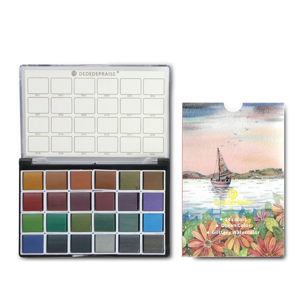 24 Color Professional Artist Art Set Paint Watercolor Paints Portable Art Kit for Student School Art Projects Art Stationery