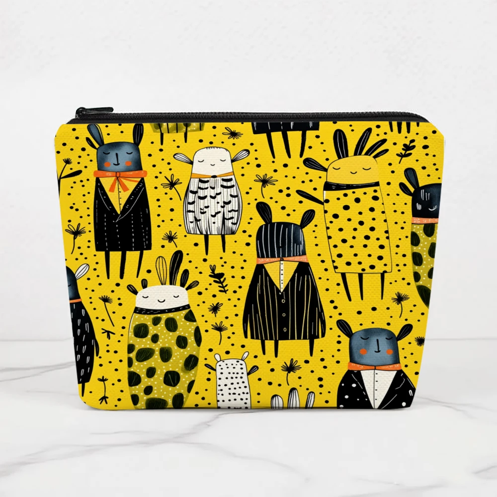 Colorful Animal Characters Pattern Print Makeup Bags for Girls Cosmetic Pouch Toiletry Bag Pencil Case Travel Storage