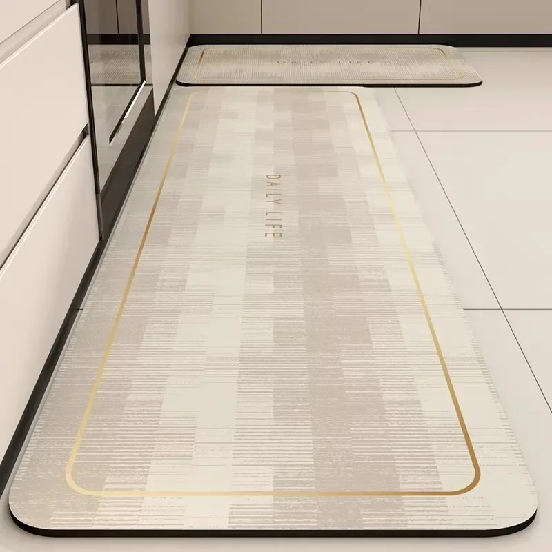 Carpet for Kitchen Anti-slip Carpets PVC Leather Floor Mat Simple Letter Pattern Rug Waterproof Stain-resistant Long Floor Mats