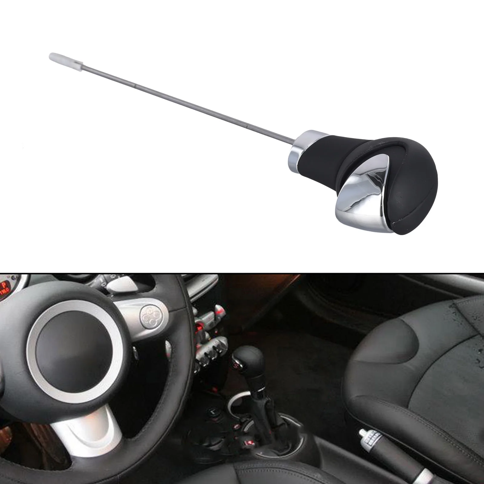 Shift Position Black silver Automatic Gear Shift Knob Car Shift Knob ABS metal leather Wear-resistant Direct Installation