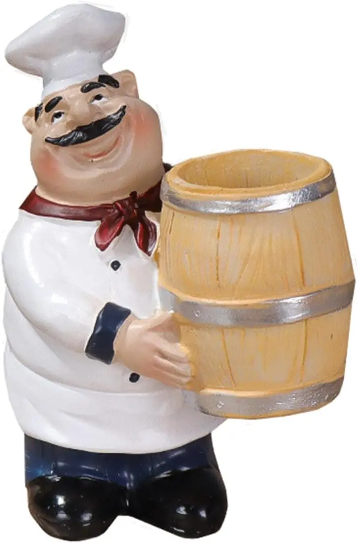 

Chef Statue Toothpick Holder, Resin Decorative Dispenser for Kitchen Restaurant Tabletop Decor