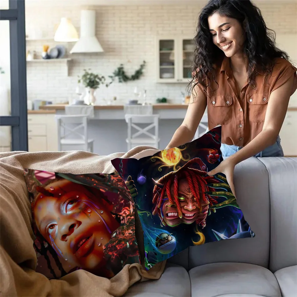 Rapper T-Trippie Cool R-Redd Pillow Covers Cartoon Sofa Decorative Home Double-sided Printing Short Plush Cute Cushion Cover