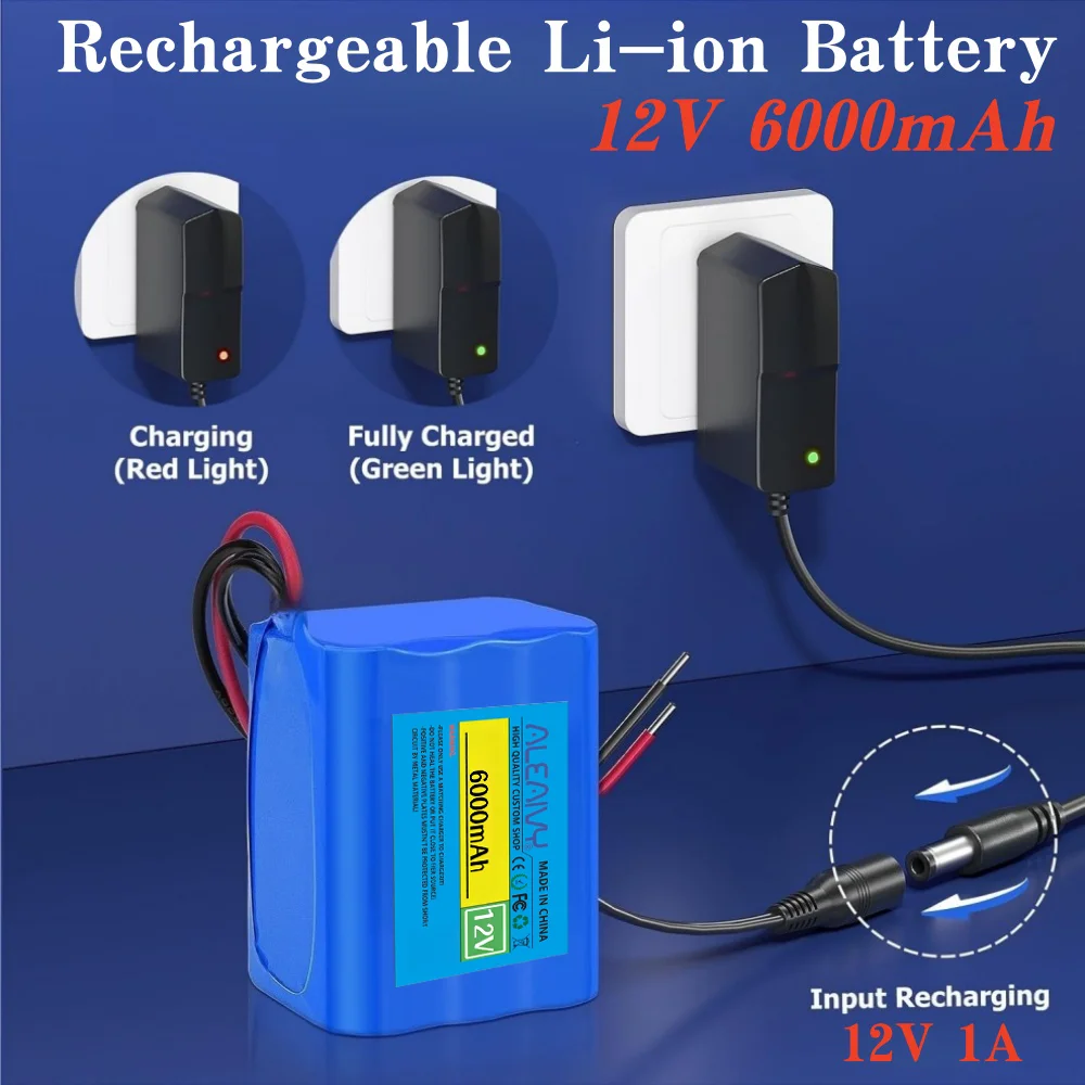 

3S2P 12V 6000mah Battery 18650 Li-Ion Battery with BMS Lithium Battery Packs Protection Board + Charger.