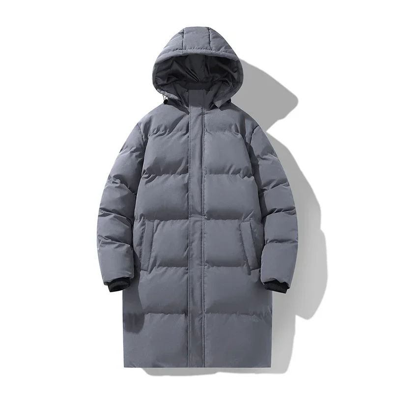 Parka Pria Berkerudung Baru Mantel Panjang Selutut Jaket Berkerudung Parka Mantel Pria Outdoor Fashion Hangat Tebal Kantong Parka Trench