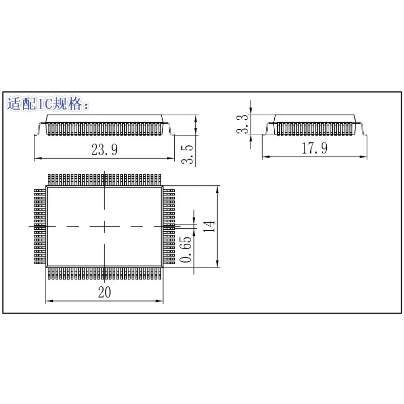QFP100 Burner Socket 0.65 Pitch LQFP100 Read‑write Fixture MCU Programmer Conversion IC Socket In Stock