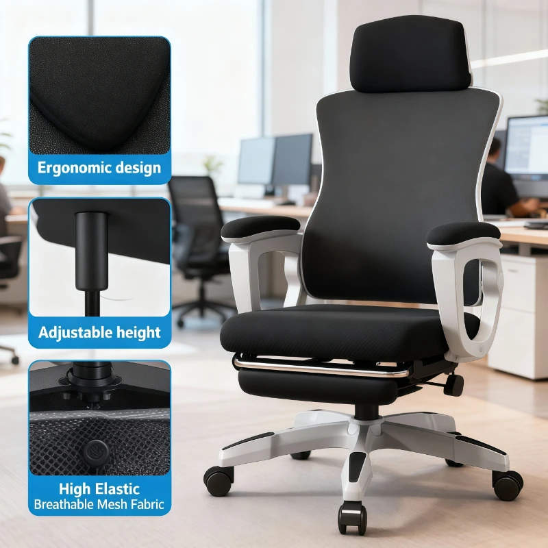 Ergonomic Office Chair Mesh Computer Gaming Chair Adjustable Lumbar Headrest Reclining Swivel Rolling Home Dorm Study furniture