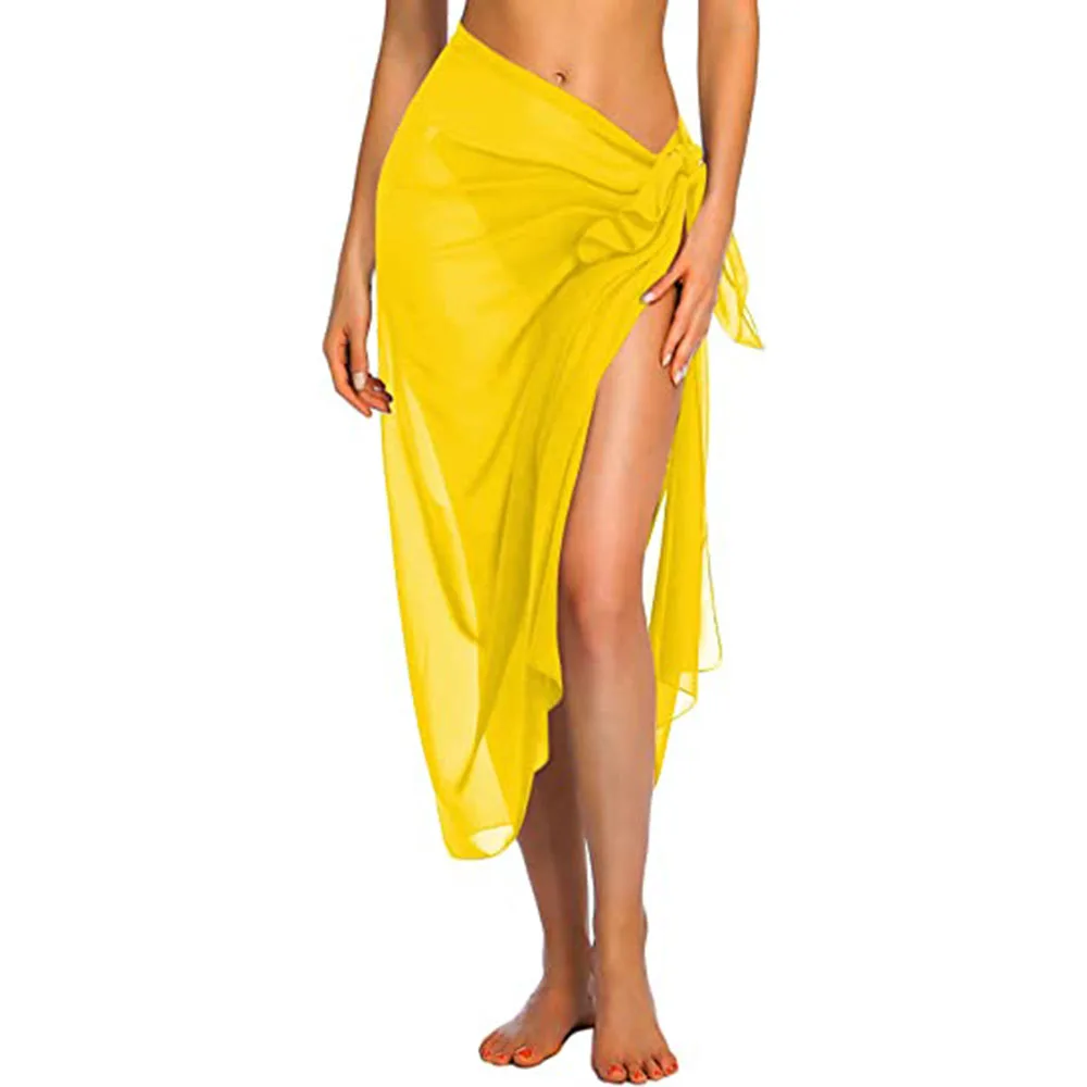Copricostume Da Bagno In Chiffon Rosa Chiaro – Sarong Da Spiaggia Con Gonna Velata, Taglia L