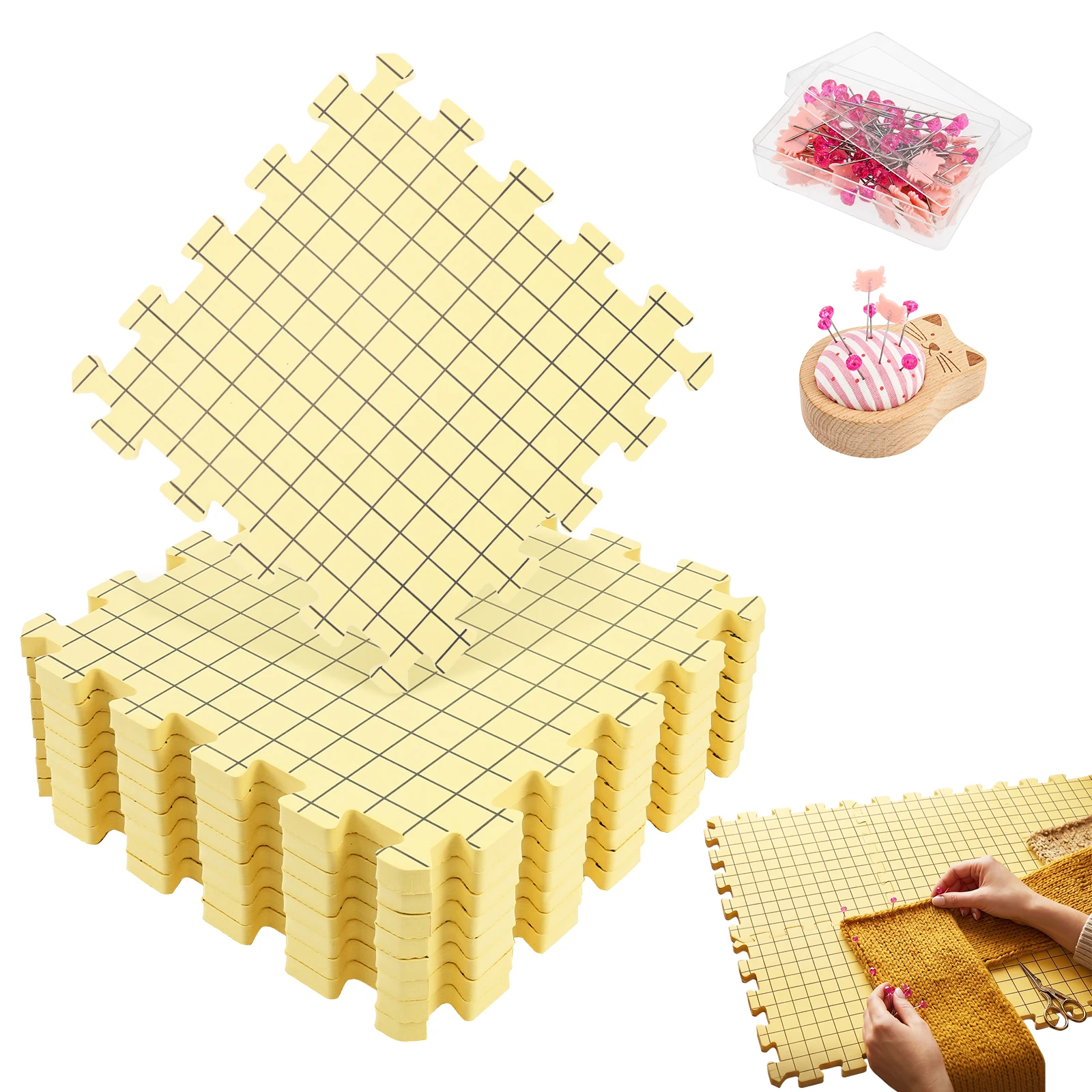 9Pcs Foam Crochet Blocking Mat Knitting Pads with Storage Bag and Blocking Pin Handmade Knitting Board And Crochet Accessories
