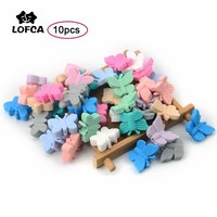 LOFCA Silicone butterfly Beads 10pcs/lot Loose Silicone Beads BPA Free Food Grade DIY For Necklace Bracelets Jewelry accessories