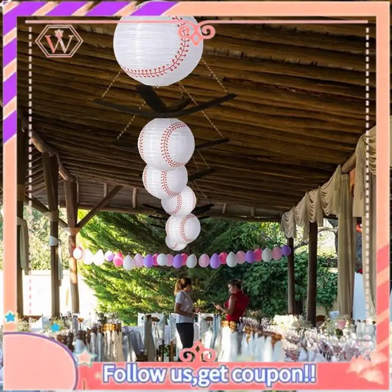 

8Inch Baseball Paper Lanterns Sports Team Party Baseball Hanging Lantern Softball Party Decorations 12 Pieces