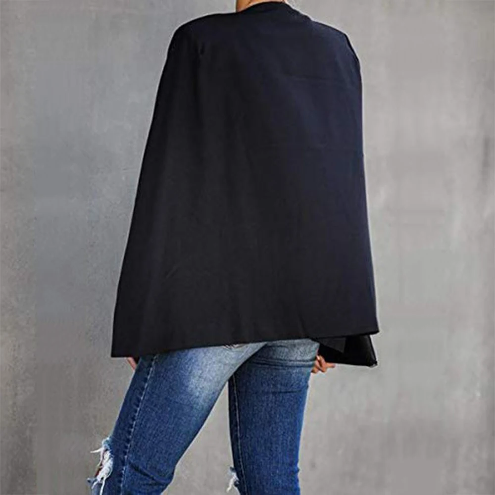 Spring and autumn leaderless design cape suit jacket office casual loose top cape collar open sleeve cape new women\'s jacket