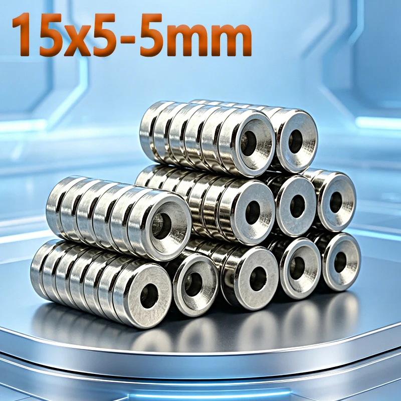 N35 NdfeB 15x5-5mm Magnet Round Hole Shape Permanent Magnetic Imanes 15*5-5mm Accessory Garage Tool Neodymium Magnet 2-50pcs