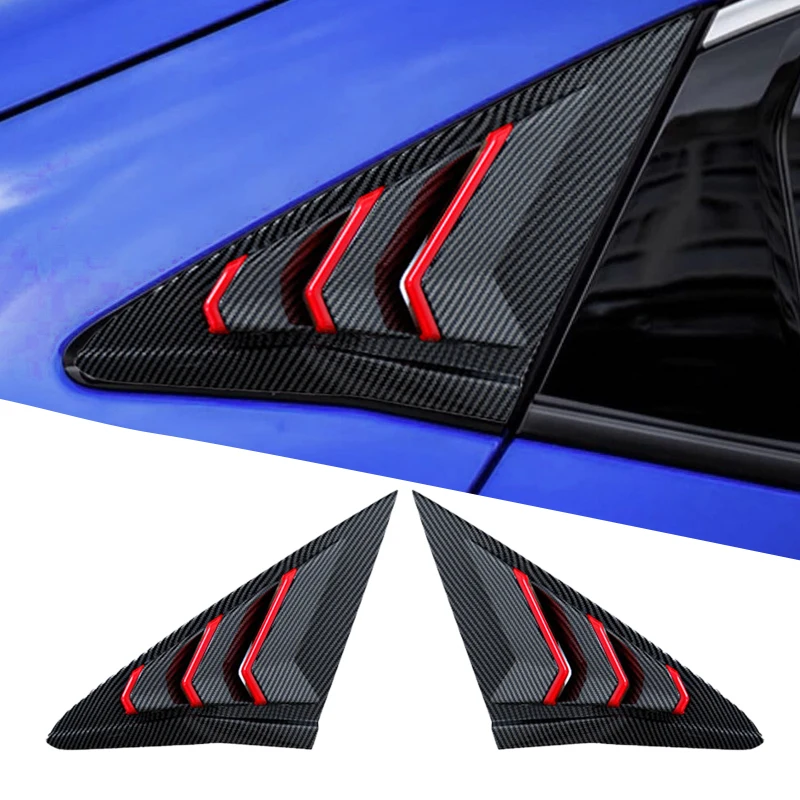 

1 Pair Carbon Fiber Style Car Rear Side Vent Window Louver Fit For Honda Civic 10th Hatchback 2016 2017 2018 2019 2020 2021