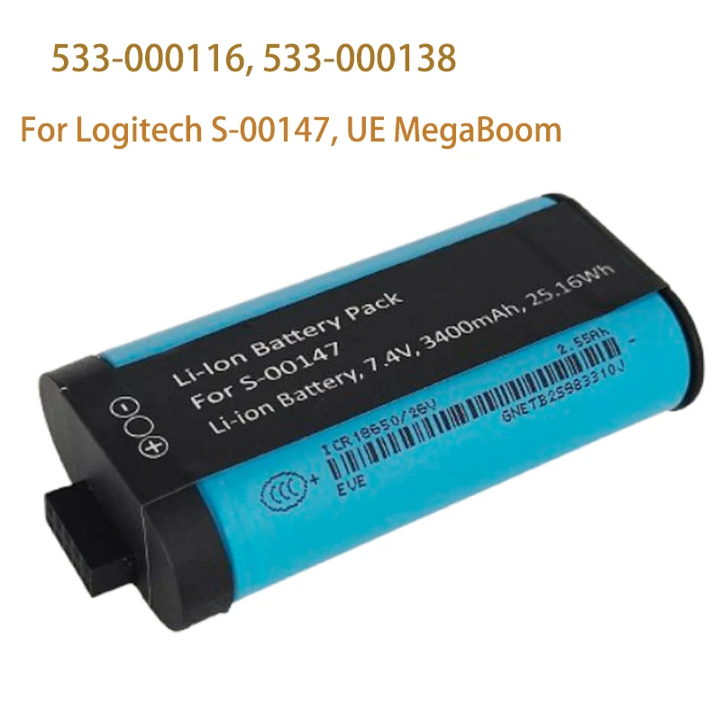 

7.4V Replacement 533-000116 533-000138 Battery For Logitech S-00147 UE MegaBoom 984-001362 Ultimate Ears Megaboom 3 Speaker