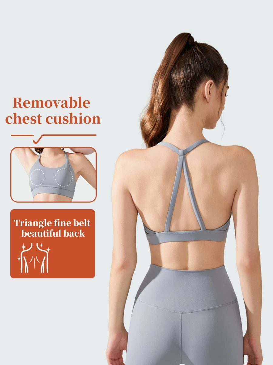 Women's Sexy Back Sports Bra Top Push-Up Yoga Underwear Fitness Crop Top Workout Yoga Top Soft Beauty Back Bras Gym Underwear