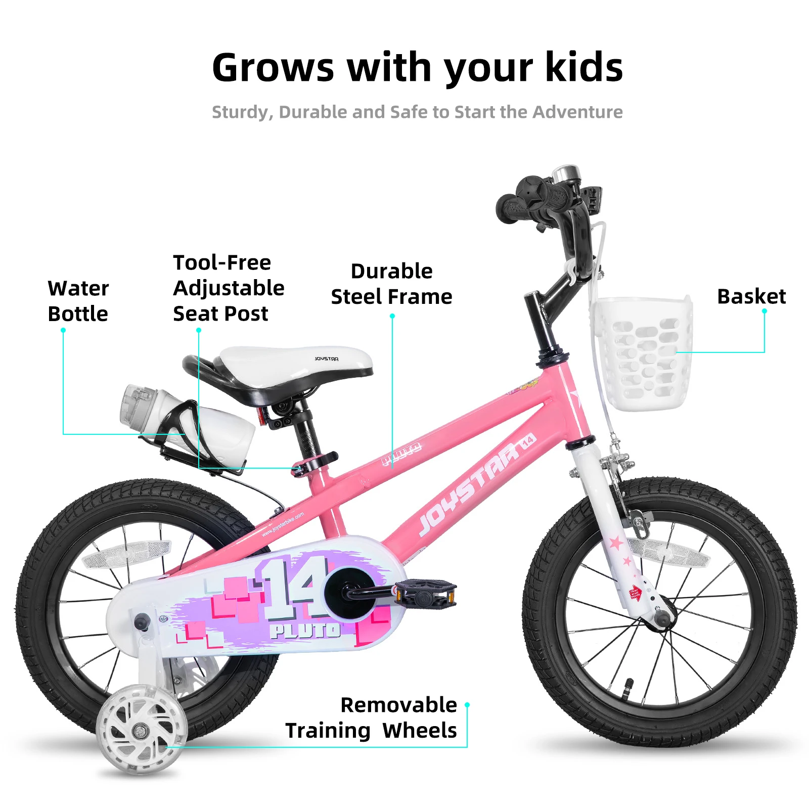 JOYSTAR 12 14 16 18 20 Inch Kids Bike with Light Up Training Wheels, Kids' Bicycle for Boys Girls Age 3-12 Years, Children Bikes