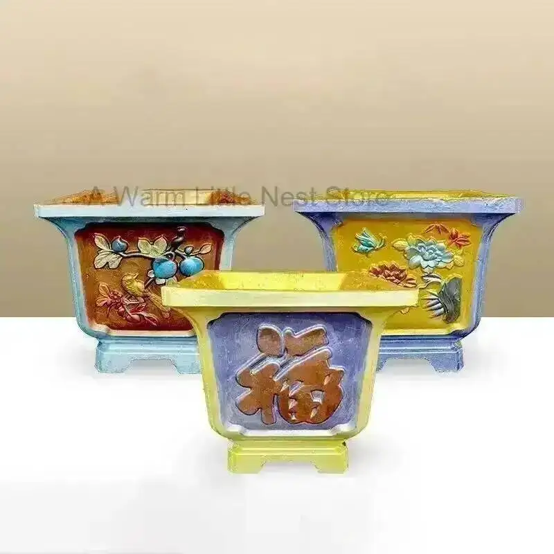 Concrete Mould Cast-in-place Plastic Cement Square Flower Pot Mold Outdoor Garden DIY Bonsai ABS Plastic Model Roman Column