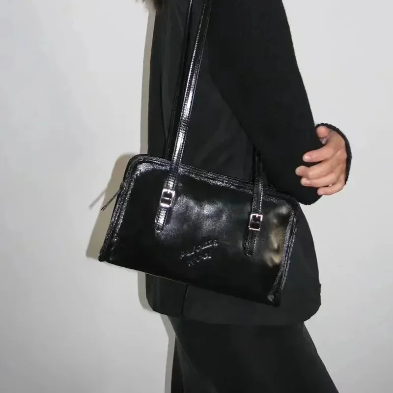 

Винтажные дизайнерские квадратные сумки с надписью, роскошные сумки через плечо из натуральной кожи, уличная одежда, нишевые сумки через плечо на молнии для женщин