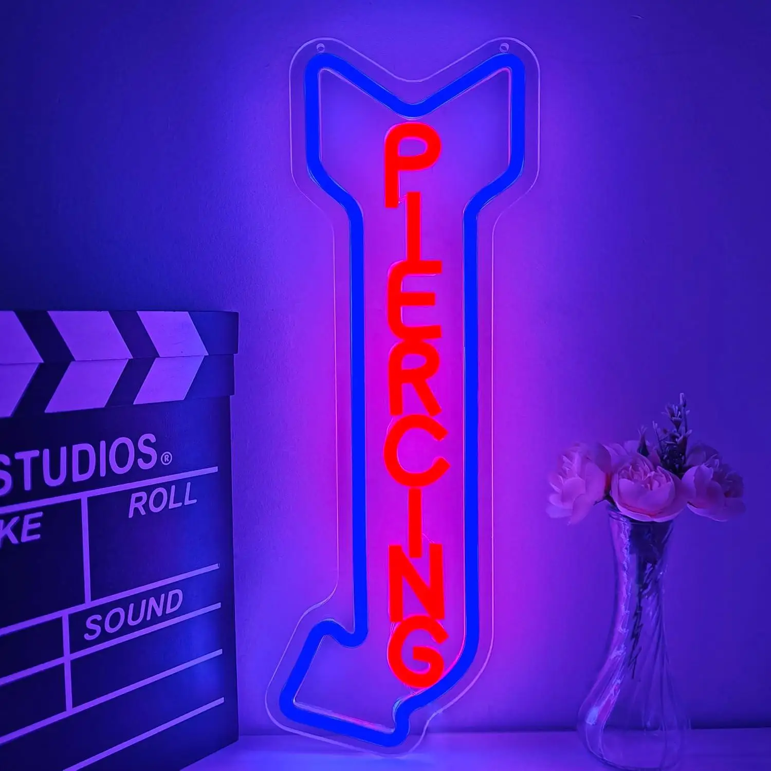 Letrero de Neón para Piercings, Luz LED Regulable para Estudio de Tatuajes, Tienda de Piercings, Barbería, Fachada de Tienda, Decoración de Pared y Puerta de Negocio