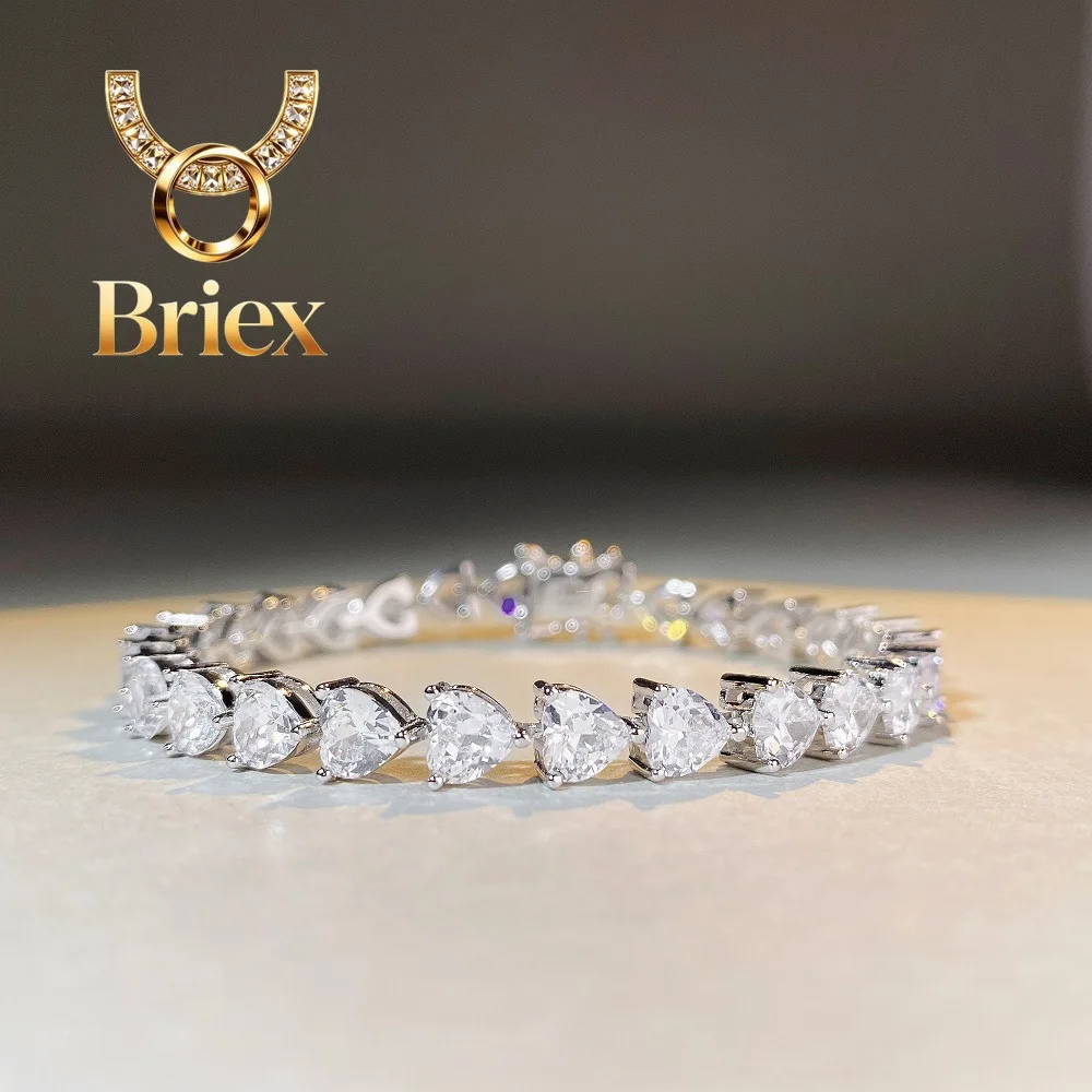 Briex Jewelry Luxury Solid Platinum PT950 Love Bracelet Women's Bracelet Full Diamond Heart-shaped Moissanite Diamond Bracelet