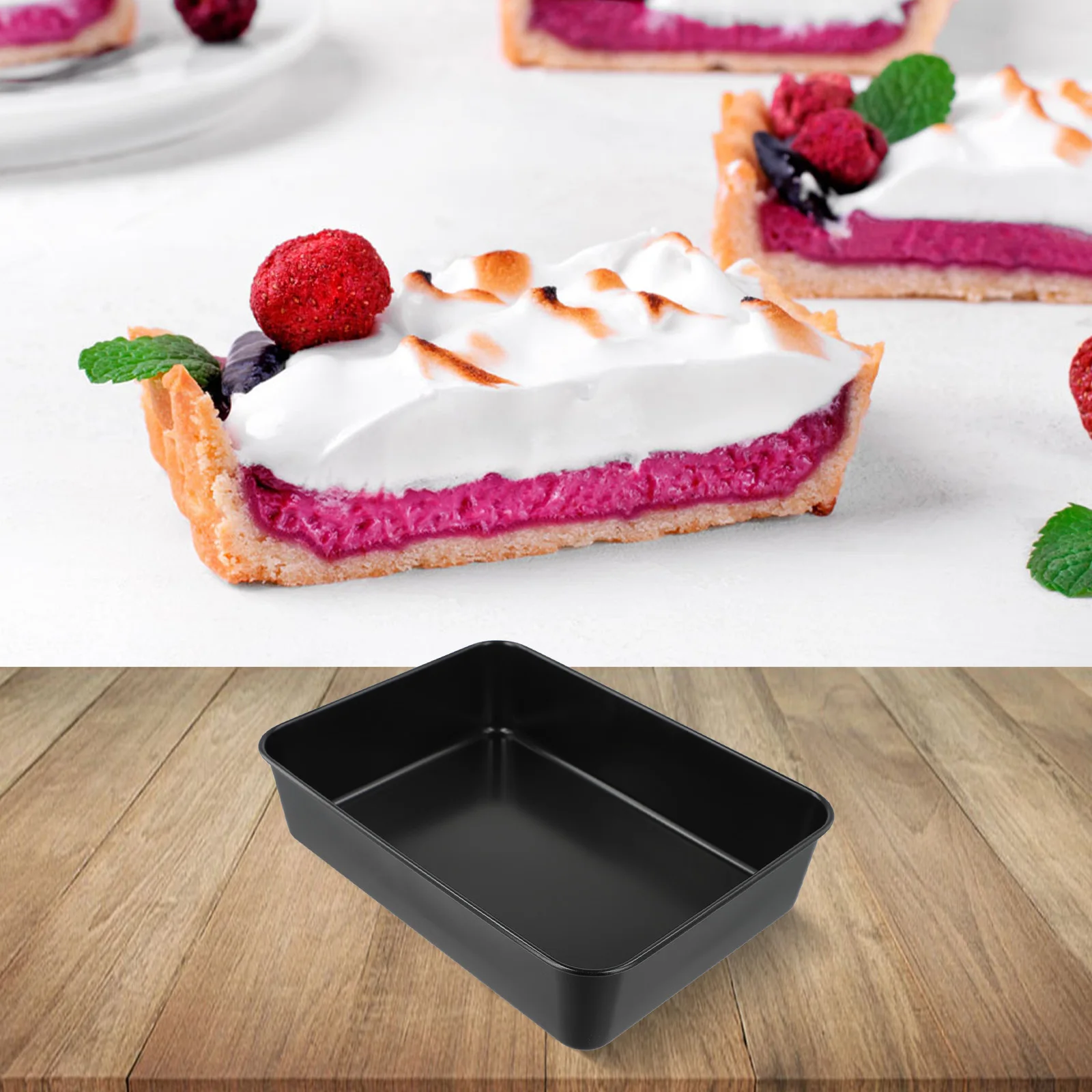 

Deep Brownie Pan Cake Dish Non-Stick Tray For Oven Bakeware Bread 26x19x6cm Black Carbon Steel Rectangular Baking Tray