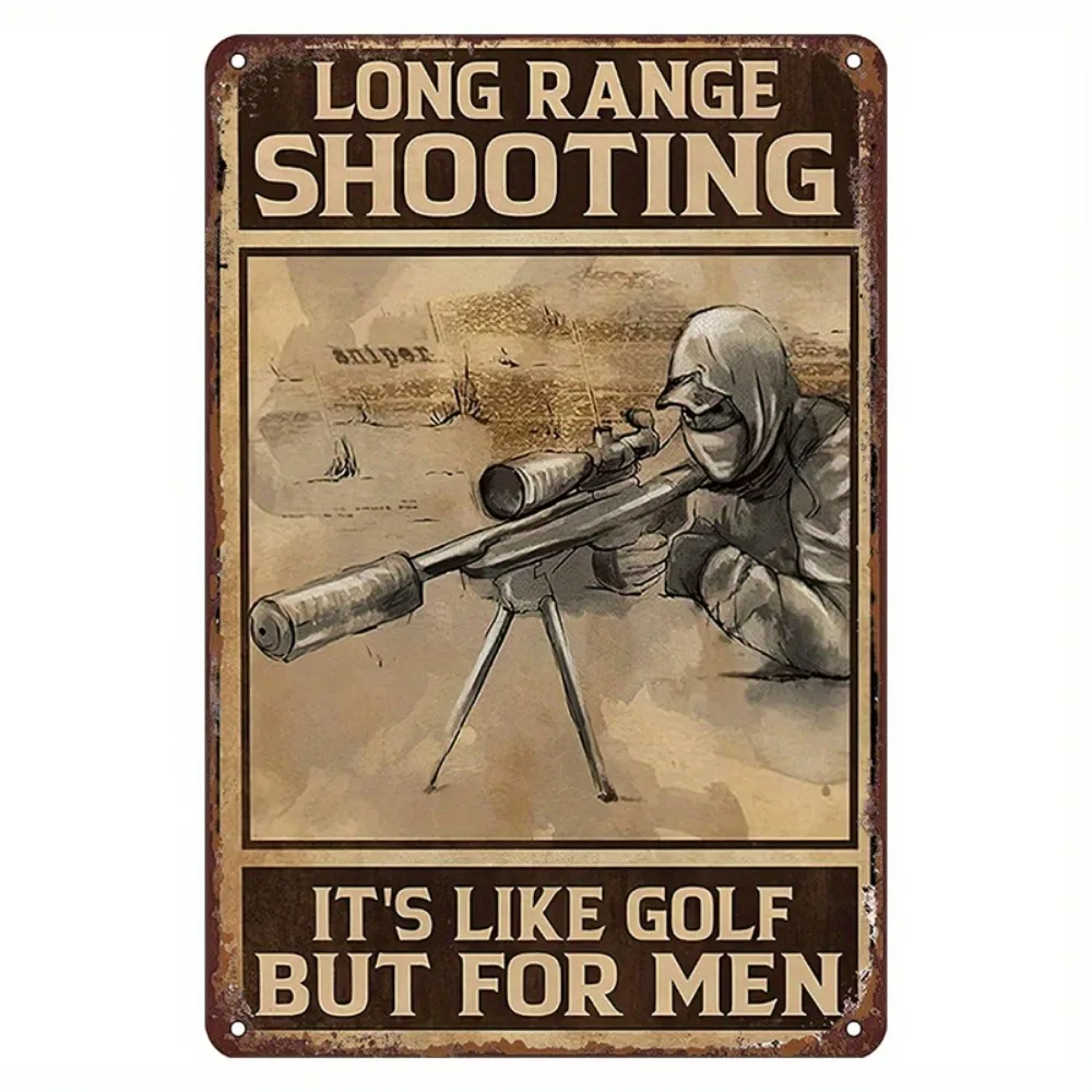 Vintage LONG RANGE SHOOTINGIT'S LIKE GOLF BUT FOR MEN Metal Sign - Perfect for Man Cave & Home Decor 16x12inch 40x30cm