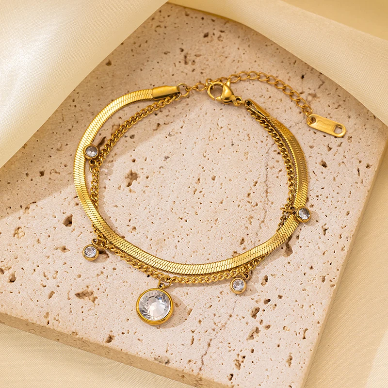 EILIECK stal nierdzewna 316L luksusowa bransoletka z białej cyrkonii bransoletka dla kobiet nowy modny wodoodporny łańcuszek na nadgarstek biżuteria na prezent