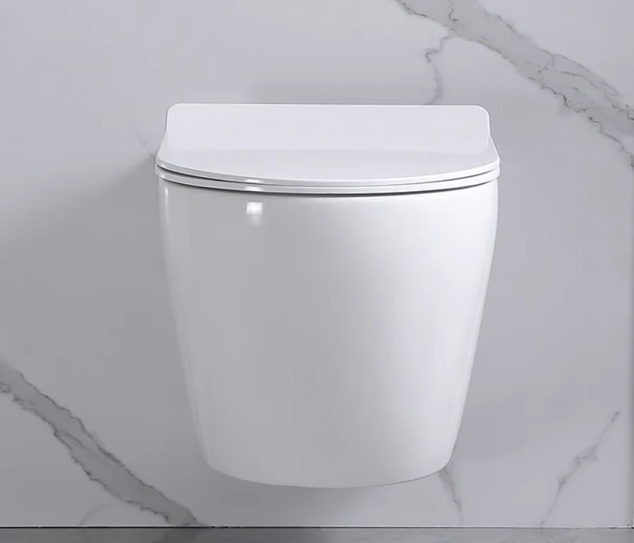 مرحاض معلق على الحائط بتصميم حديث مع خزان مخفي ووعاء دائري ومراحيض معلقة عملية