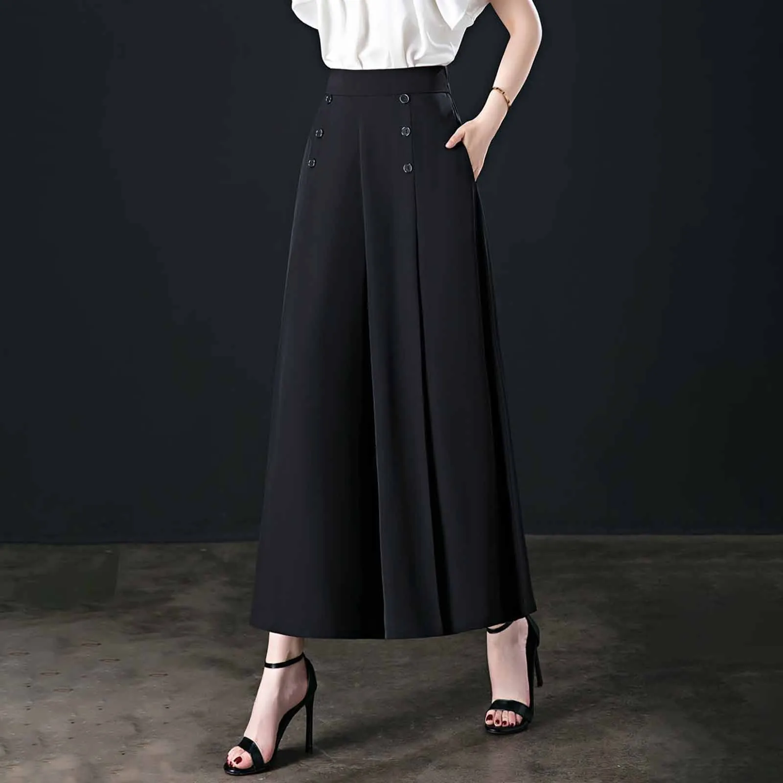 Wide Leg Pants Office Lady Fashion Oversized Pants Spring Summer New Koreon Women Elastic High Waist Big Size Casual Trousers