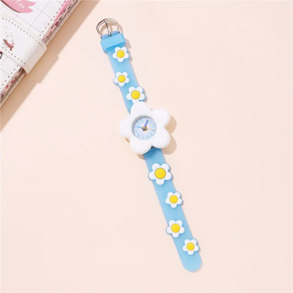 Kegllect New Children's Cartoon Quartz Watch Silicone Cute Flower Pattern Watches Student Birthday Gift