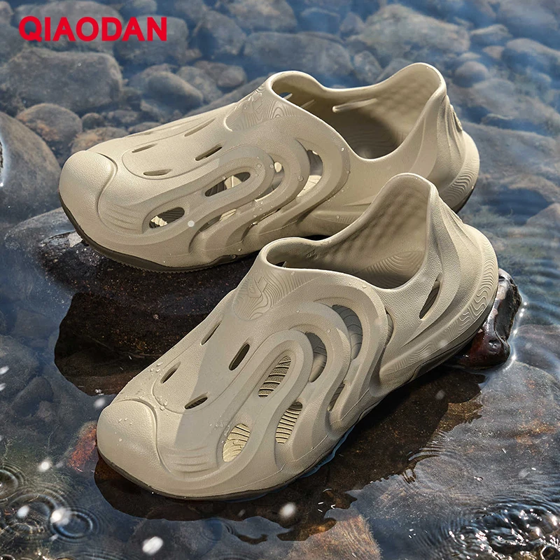 QAIODAN Men's Hollow Hole Shoes 2026 Summer Breathable Beach Sandals Soft Sole Non-slip Outdoor Creek Water Shoes QXL103262438R