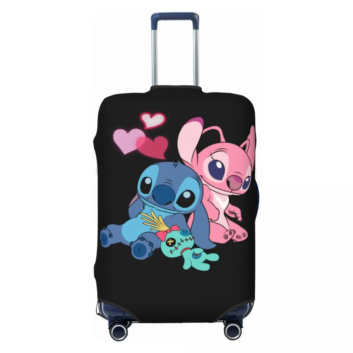 

Custom Cute Stitchs And Angel In Love Anime Luggage Cover Elastic Travel Suitcase Protective Covers Fits 18-32 Inch