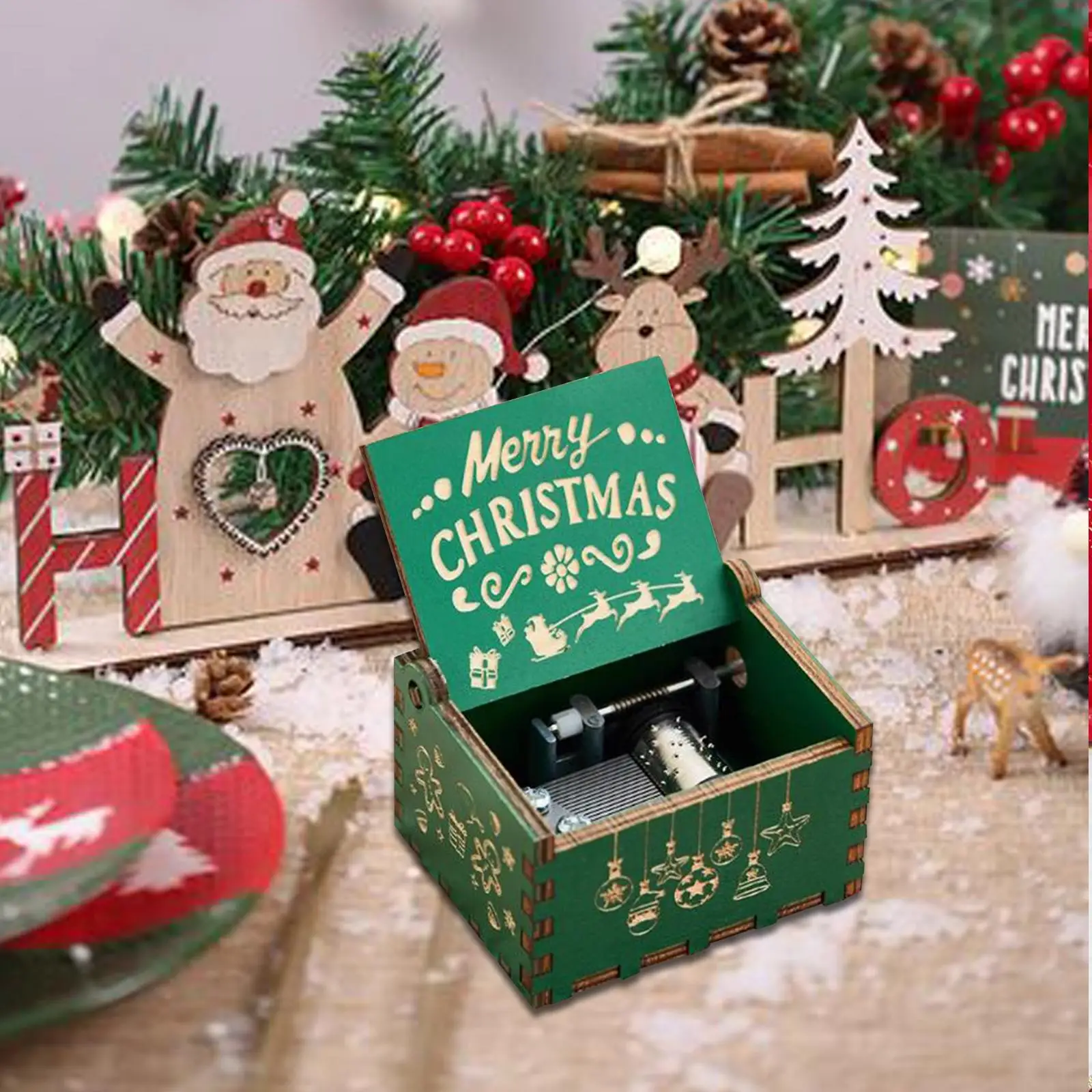 Mini scatole musicali incise, carillon natalizio regalo per papà, amici, mamma, capodanno