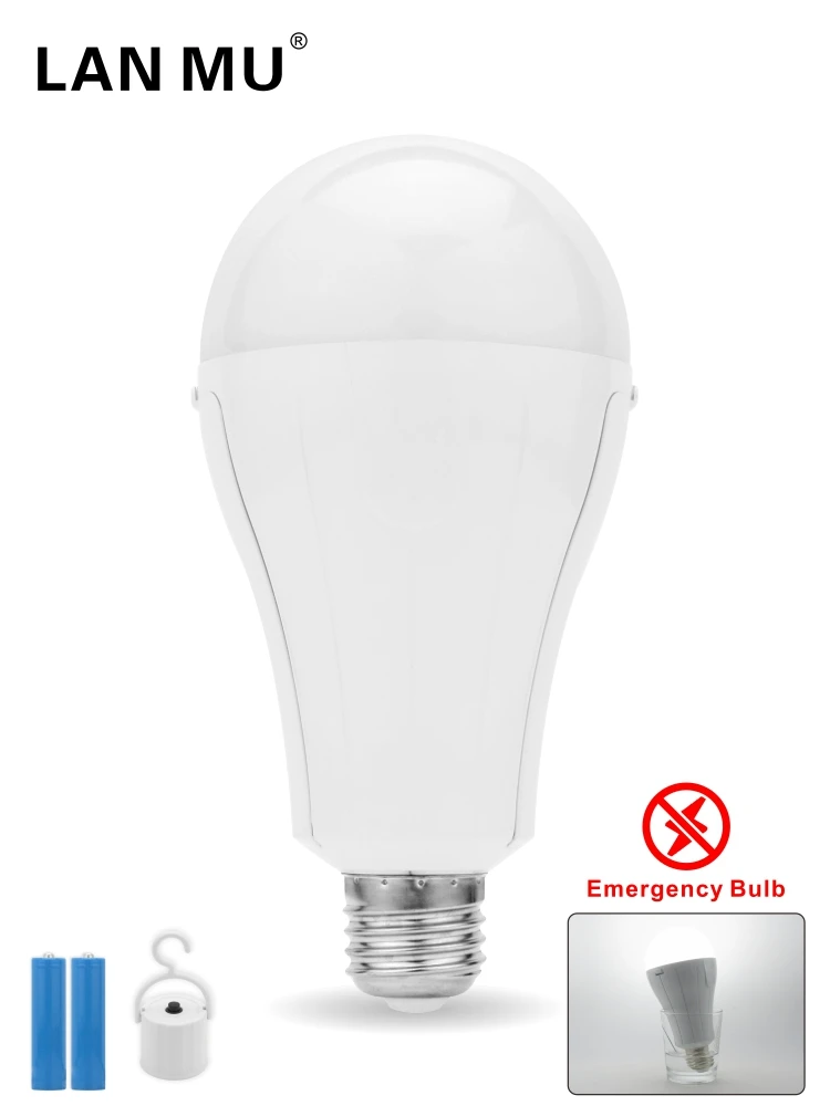 Przenośna żarówka awaryjna LED E27 15W 1600mAh Akumulatorowa lampa kempingowa 85-265V do domu Awaria zasilania Namiotowa lampa ogrodowa — zdjęcie 2