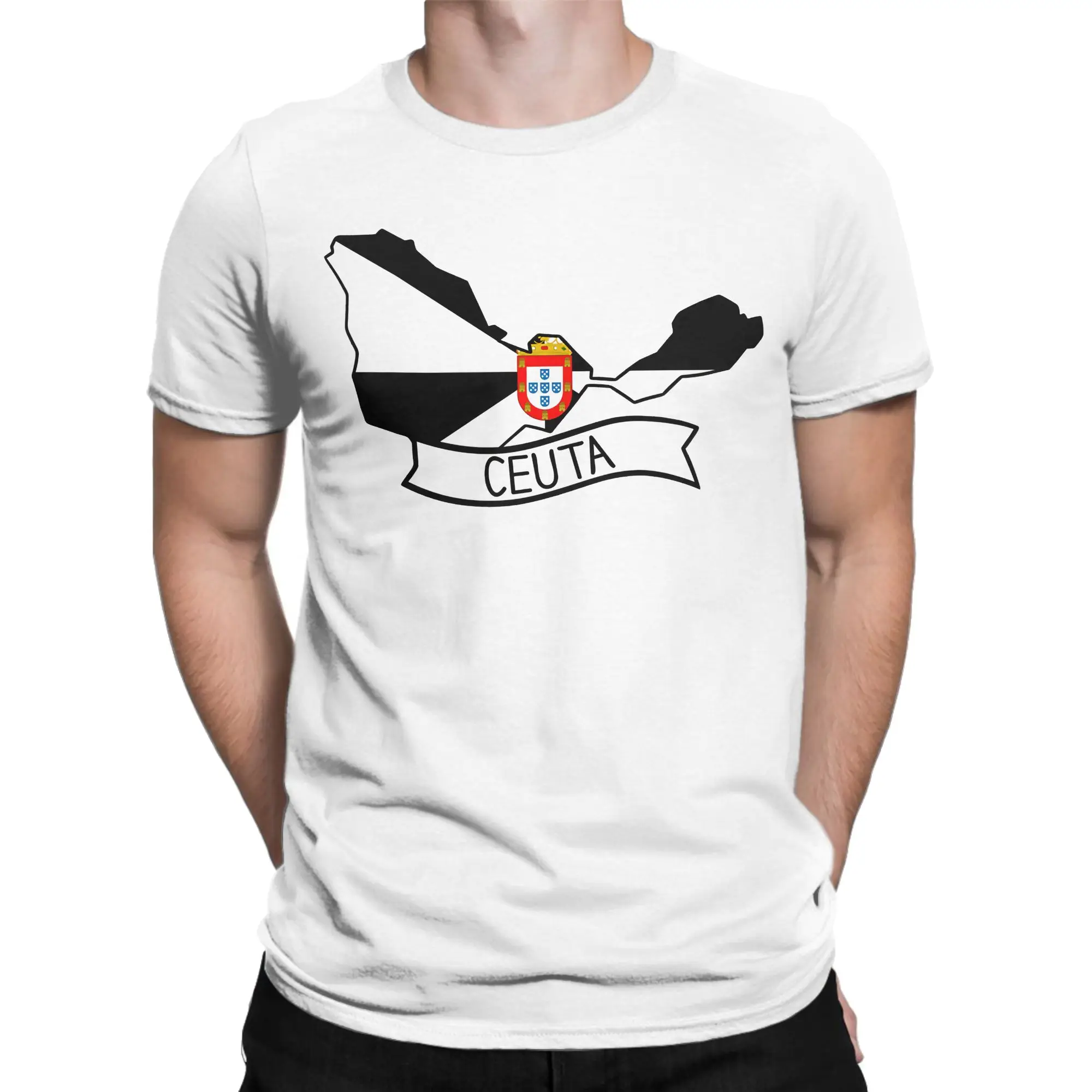 Men's T Shirt Ceuta Flag Map T Shirts Leisure  Summer Tee Shirt Classic Casual 100% Cotton Tops Plus Size
