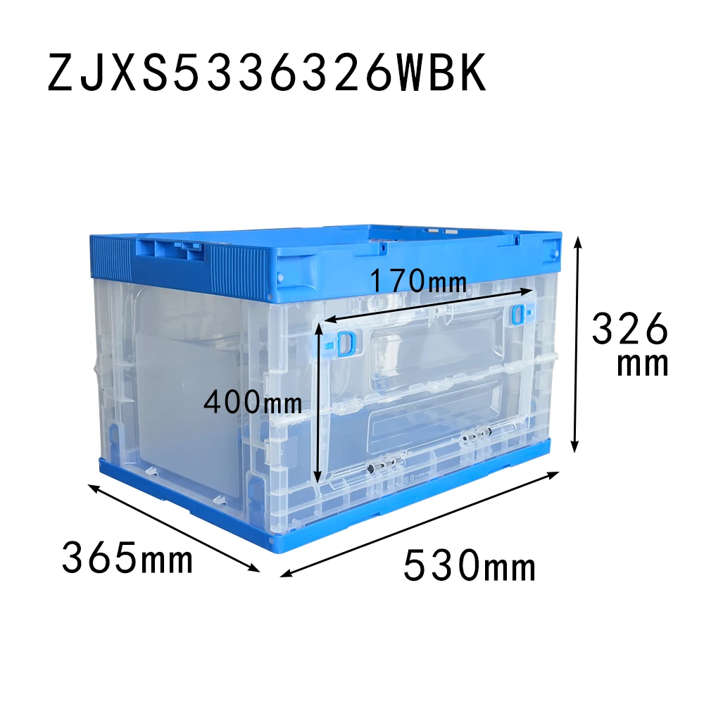 Side Open Box Moving Crates Plastic Folding Storage Collapsible Box Crate with Custom Size