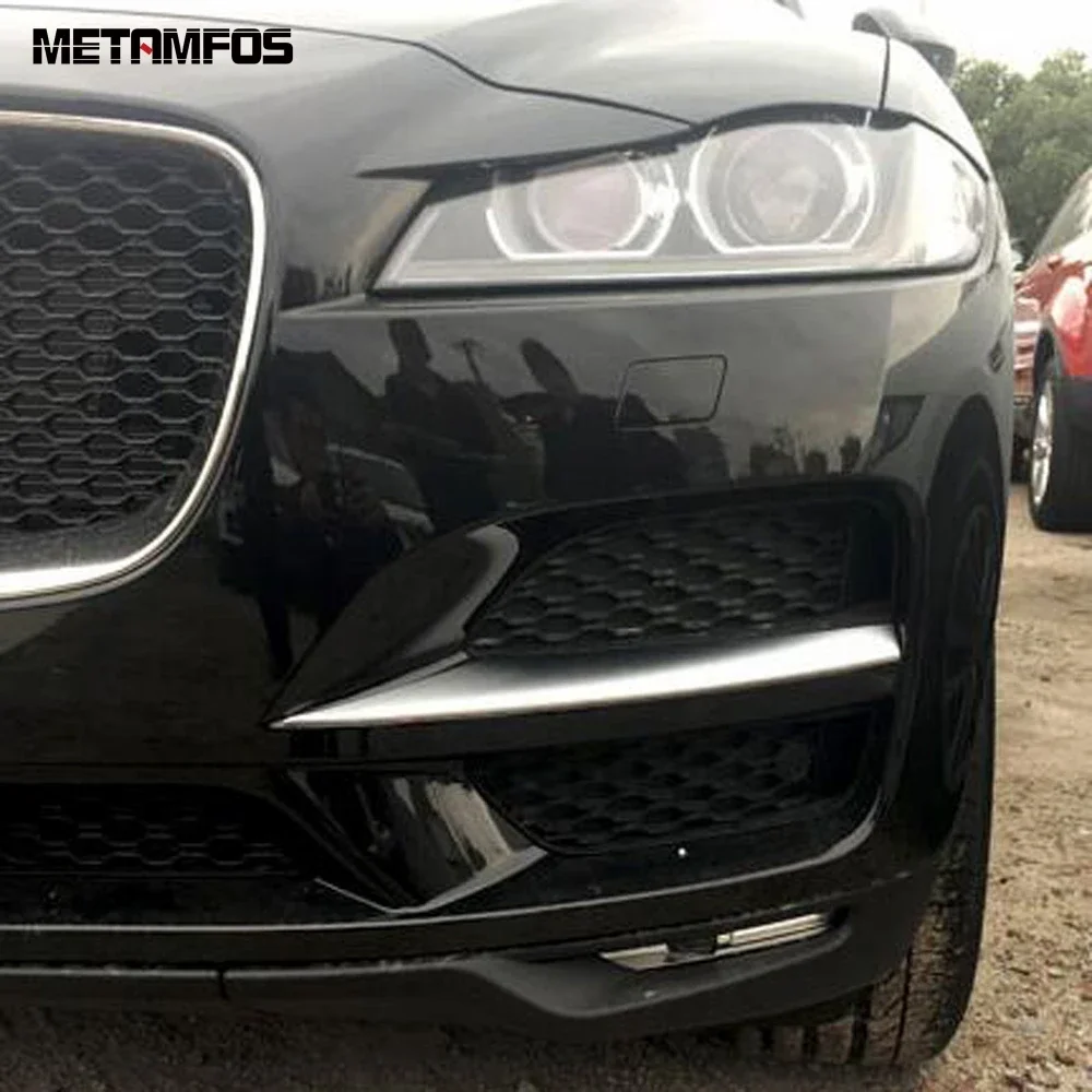 Front Fog Light Lamp Eyelid Eyebrow For Jaguar F-PACE 2016 2017 2018 2019 2020 Matte Foglamp Molding Trim Exterior Accessories