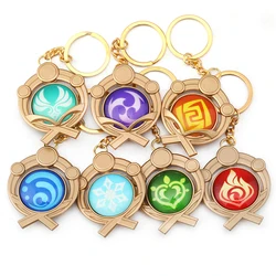 Game Genshin Impact Vision Wind,Fire Lightning Grass Element Keychain Luminous 7 Element Weapons Eye Of Original God Toy KeyRing