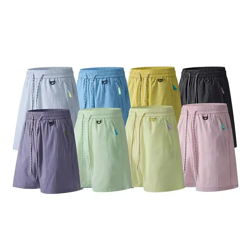 Casual Shorts for Men and Women Ice Silk 2026 Summer Lightweight Thin Loose Solid Color Couple Style Outdoor Sports Beach Knee L