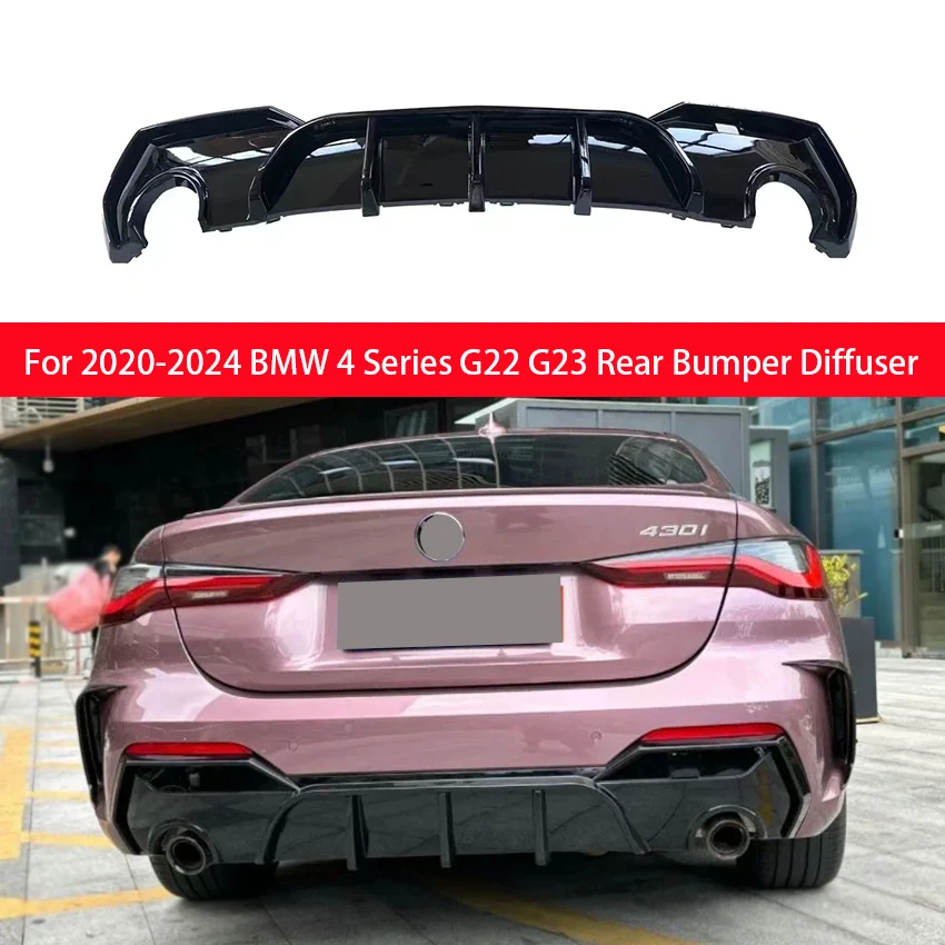 

For 2020-2024 BMW 4 Series G22 G23 Facelift M Sport 420i 420d 430i 430d Bodykits MP Style Gloss Black Car Rear Bumper Diffuser