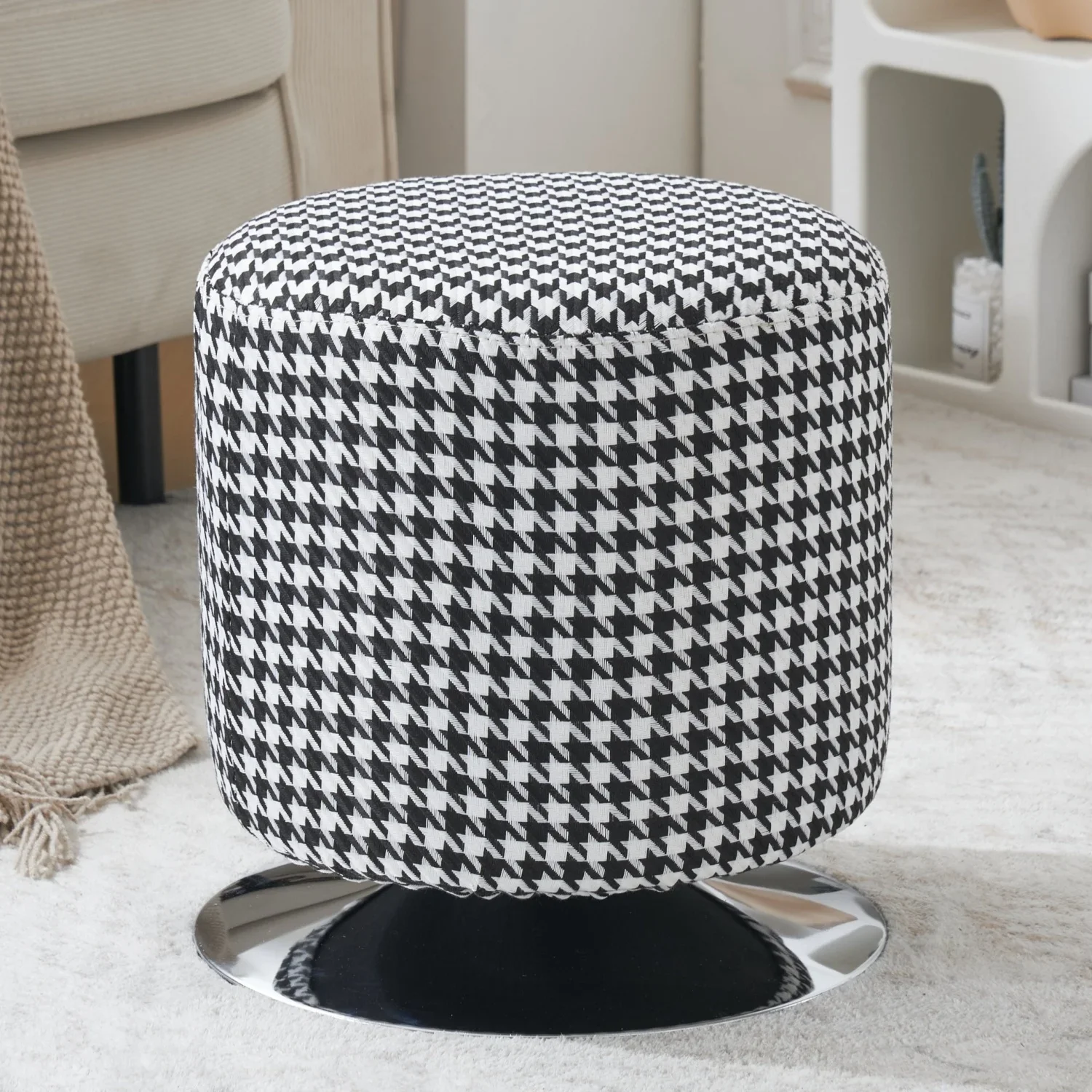 

Light Luxury Makeup Stools Rotating Round Leather Stool Living Room Sofa Stool Shoe Changing Stools Simple Modern Round Ottomans