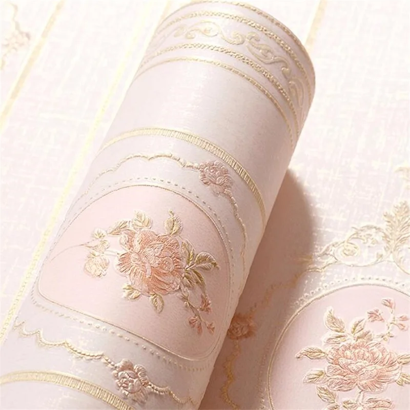 Pastoral European Style Self-adhesive Wallpaper Warm Bedroom Decoration Stickers Living Room TV Background Wall Room Wallpaper