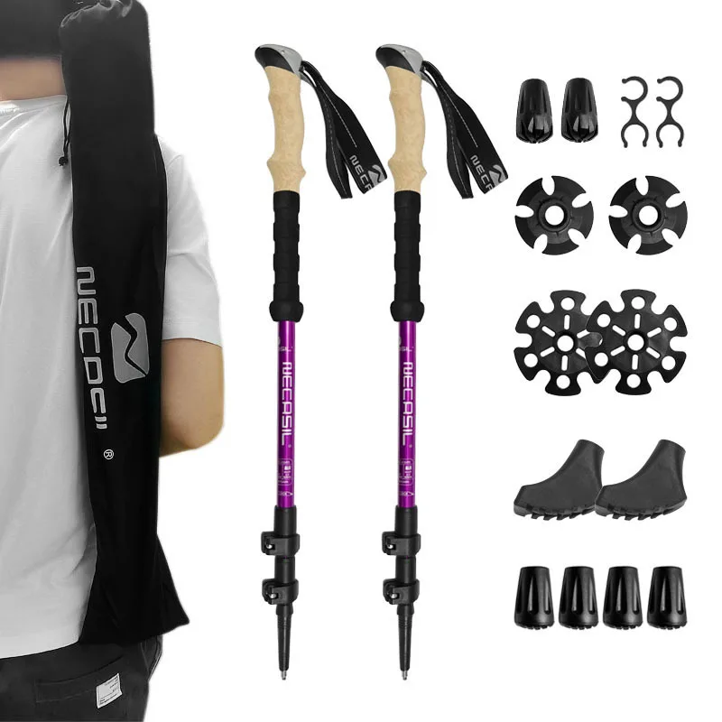 

Foldable trekking pole Aluminum light walking stick for hiking camping trekking pole for backpacking