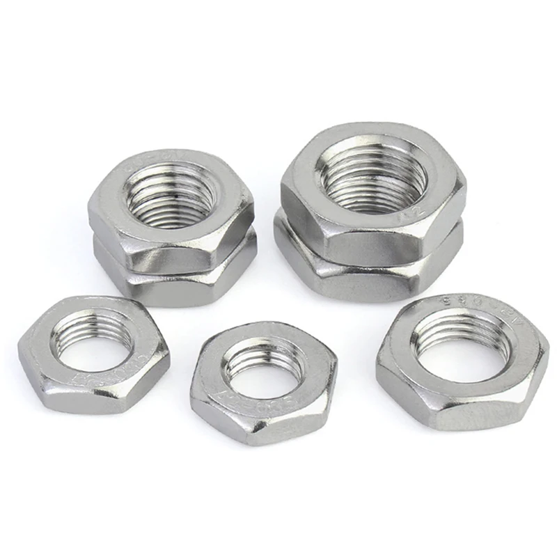 A2 304 Stainless Steel Hex Hexagon Thin Nuts M2 M2.5 M3 M4 M5 M6 M8 M10 M12 M14 M16 M18 M20 M22 M24 M27 M30 PITCH 0.4-3.5mm