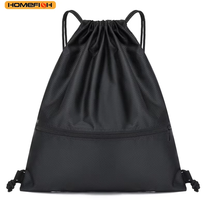 HOMEFISH Lightweight Drawstring Backpack for Men and Women Sports Fitness Backpack Outdoor Leisure Backpack Zipper Bag