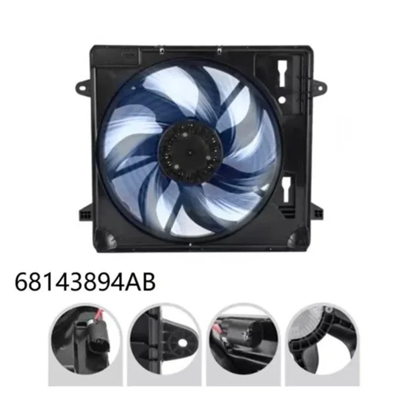 Conjunto de ventilador de refrigeración del radiador Compatible con Wrangler 2012-2017 reemplaza 68143894AB