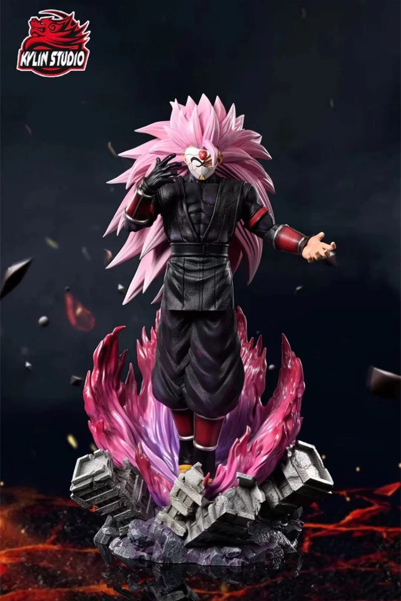 57.5Cm Gk Kylin Studio Resin Dragon Ball Goku Black Son Goku Super Saiyan Rose Anime Action Figure Large Statue Model Toys Gift