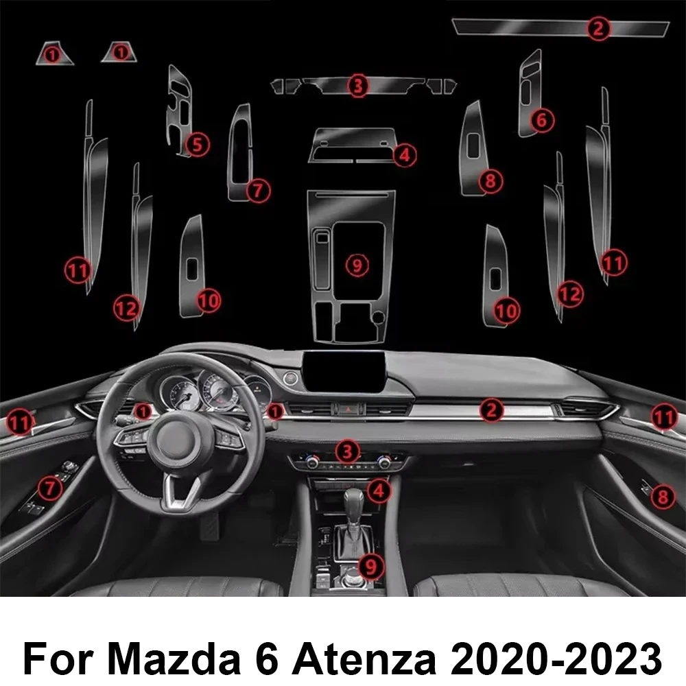 Transparente TPU-Mittelkonsole für den Innenraum für Mazda 6 Atenza 2020-2023, Schutzfolie, kratzfeste TPU-Schutzfolie – Detail 2